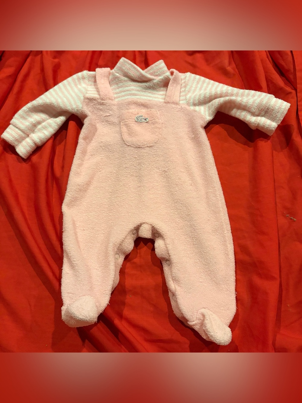 Vintage Lacoste Izod Terry Cloth Sleeper Romper Small  0-3 Months